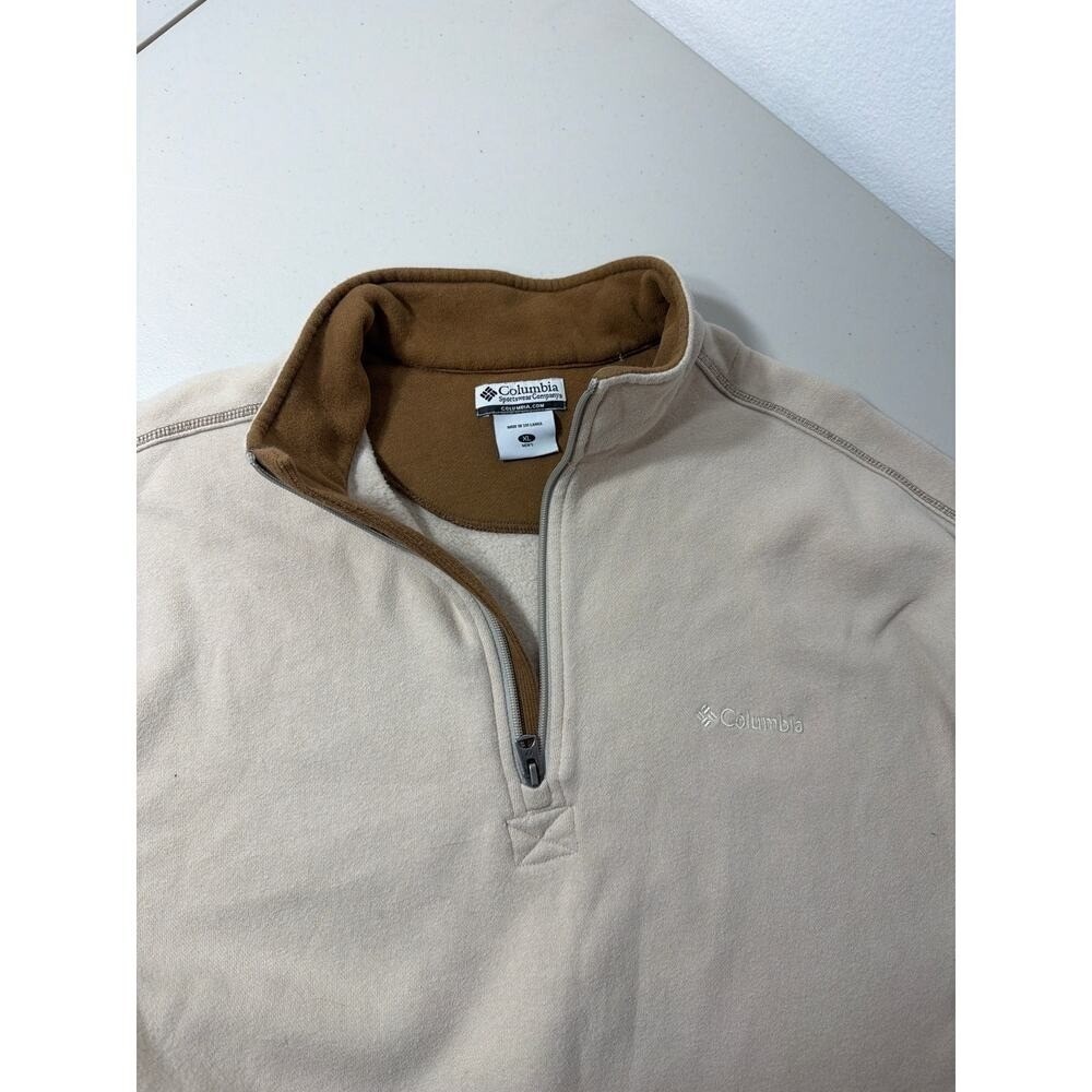 Columbia Quarter Zip Fleece Pullover Tan Brown XL Outdoor - Picture 3 of 9
